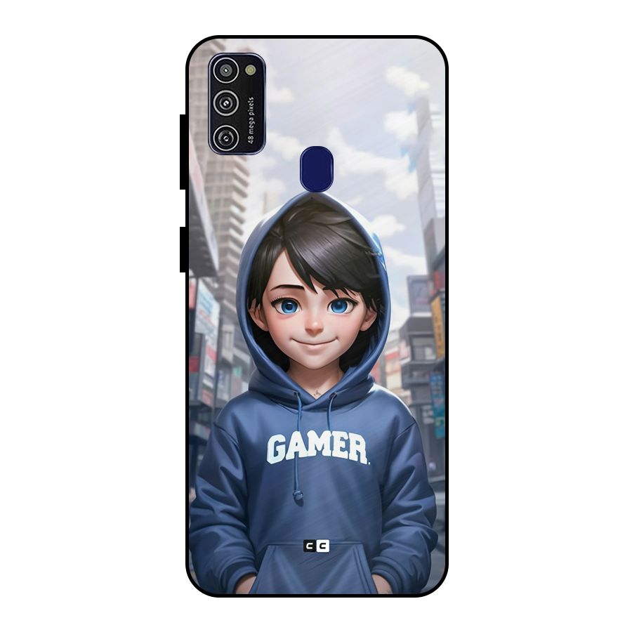 Cute Gamer Metal Back Case for Galaxy M21