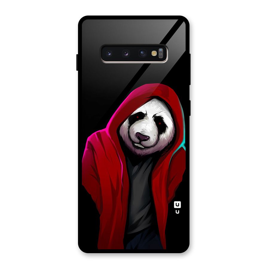 Cute Hoodie Panda Glass Back Case for Galaxy S10 Plus