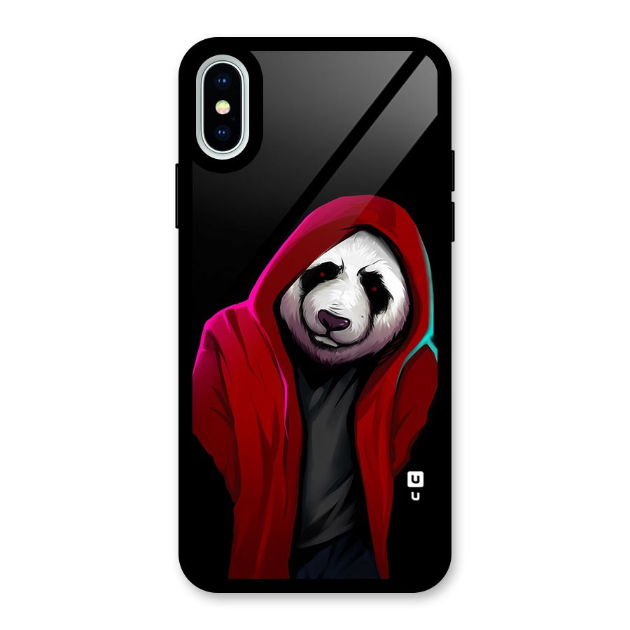Cute Hoodie Panda Glass Back Case for iPhone XS