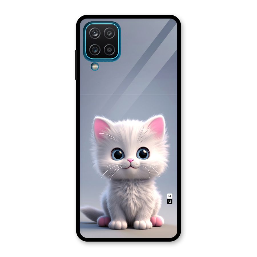 Cute Kitten Sitting Glass Back Case for Galaxy A12