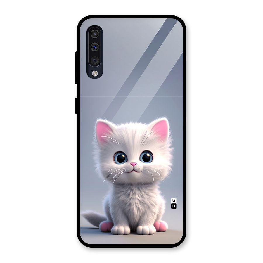 Cute Kitten Sitting Glass Back Case for Galaxy A30s