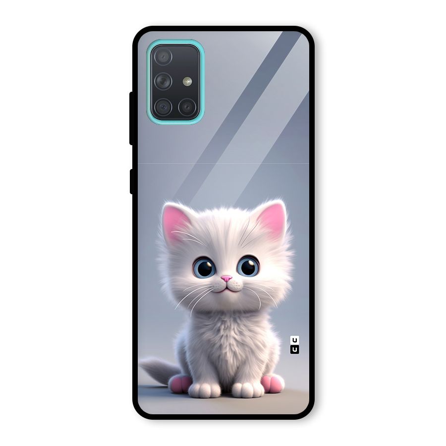 Cute Kitten Sitting Glass Back Case for Galaxy A71