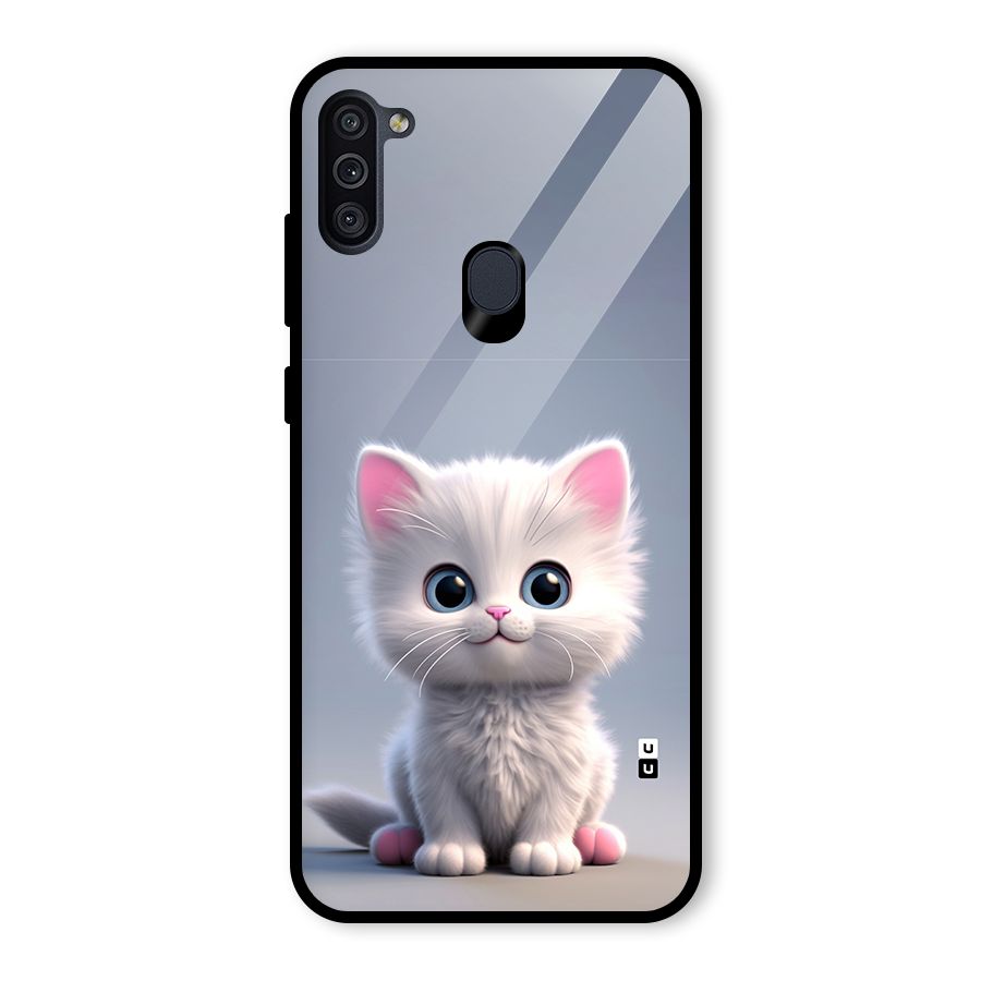 Cute Kitten Sitting Glass Back Case for Galaxy M11
