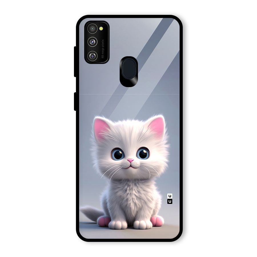Cute Kitten Sitting Glass Back Case for Galaxy M30s