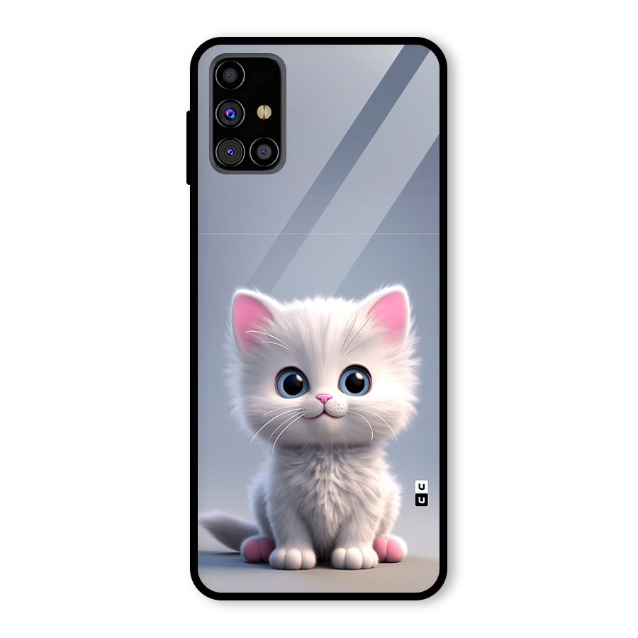 Cute Kitten Sitting Glass Back Case for Galaxy M31s