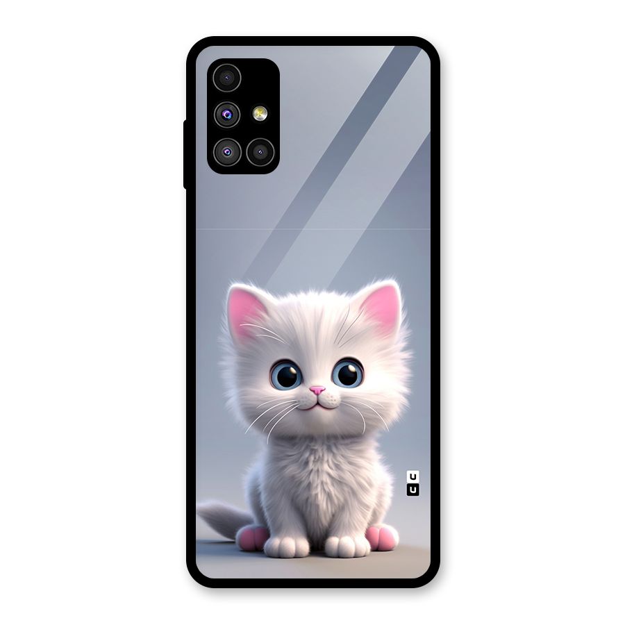 Cute Kitten Sitting Glass Back Case for Galaxy M51