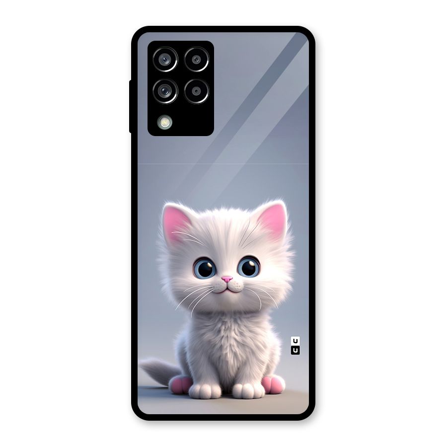 Cute Kitten Sitting Glass Back Case for Galaxy M53 5G