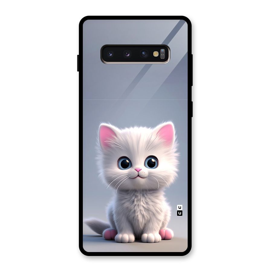 Cute Kitten Sitting Glass Back Case for Galaxy S10 Plus