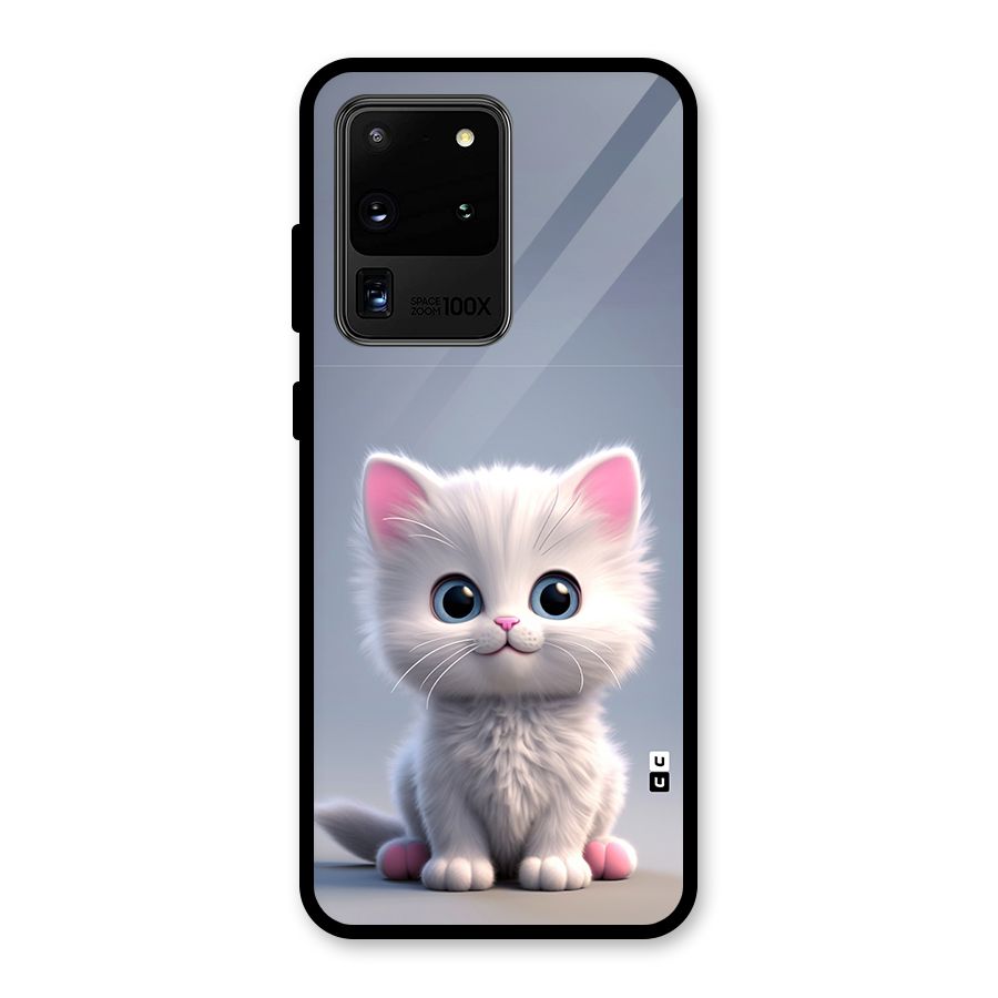 Cute Kitten Sitting Glass Back Case for Galaxy S20 Ultra