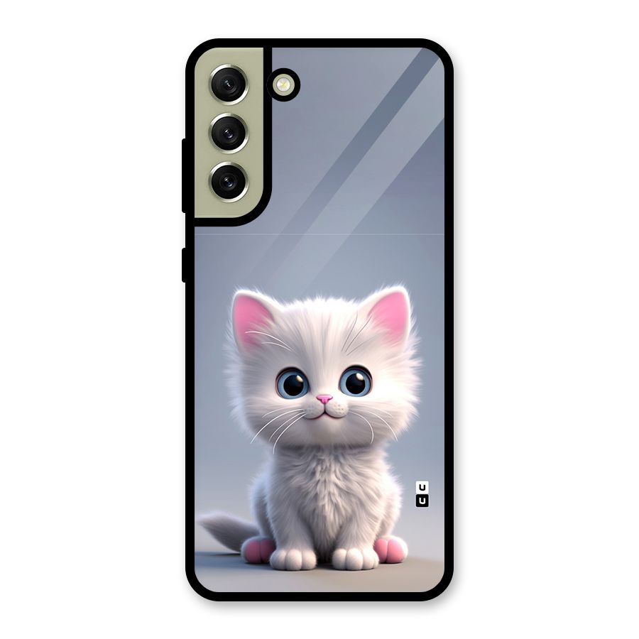 Cute Kitten Sitting Glass Back Case for Galaxy S21 FE 5G