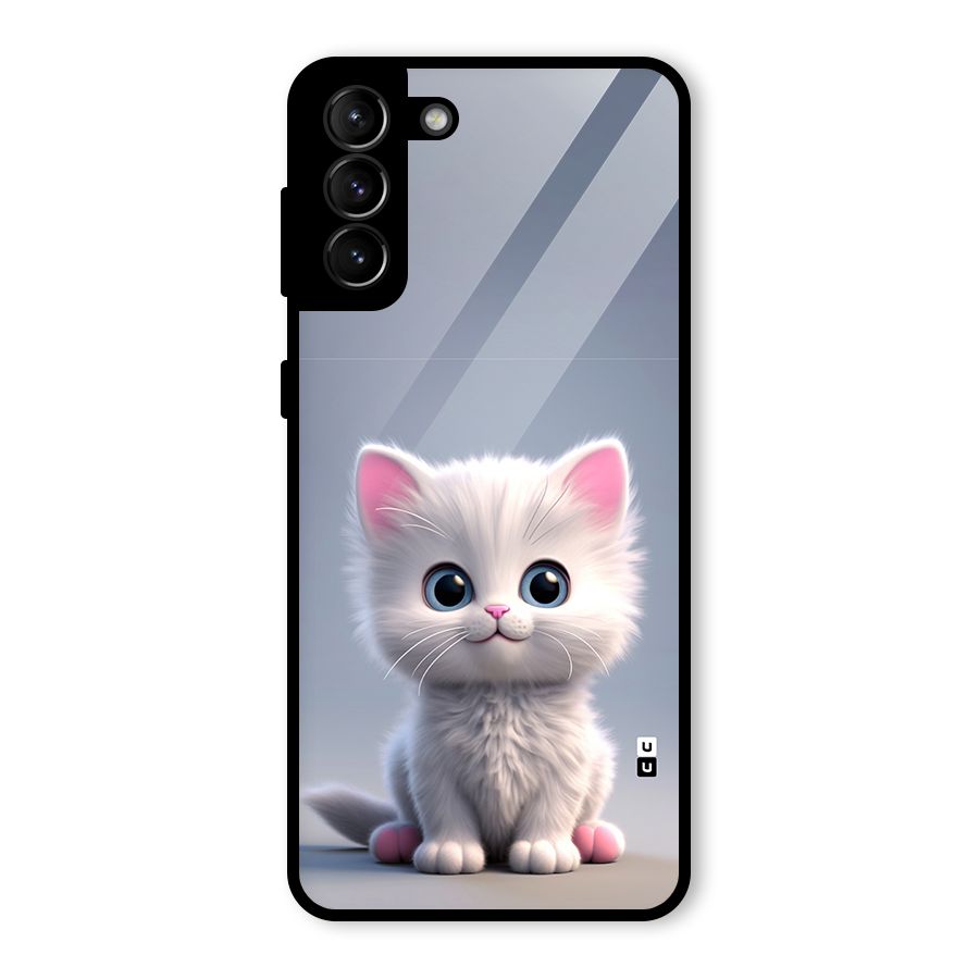Cute Kitten Sitting Glass Back Case for Galaxy S21 Plus