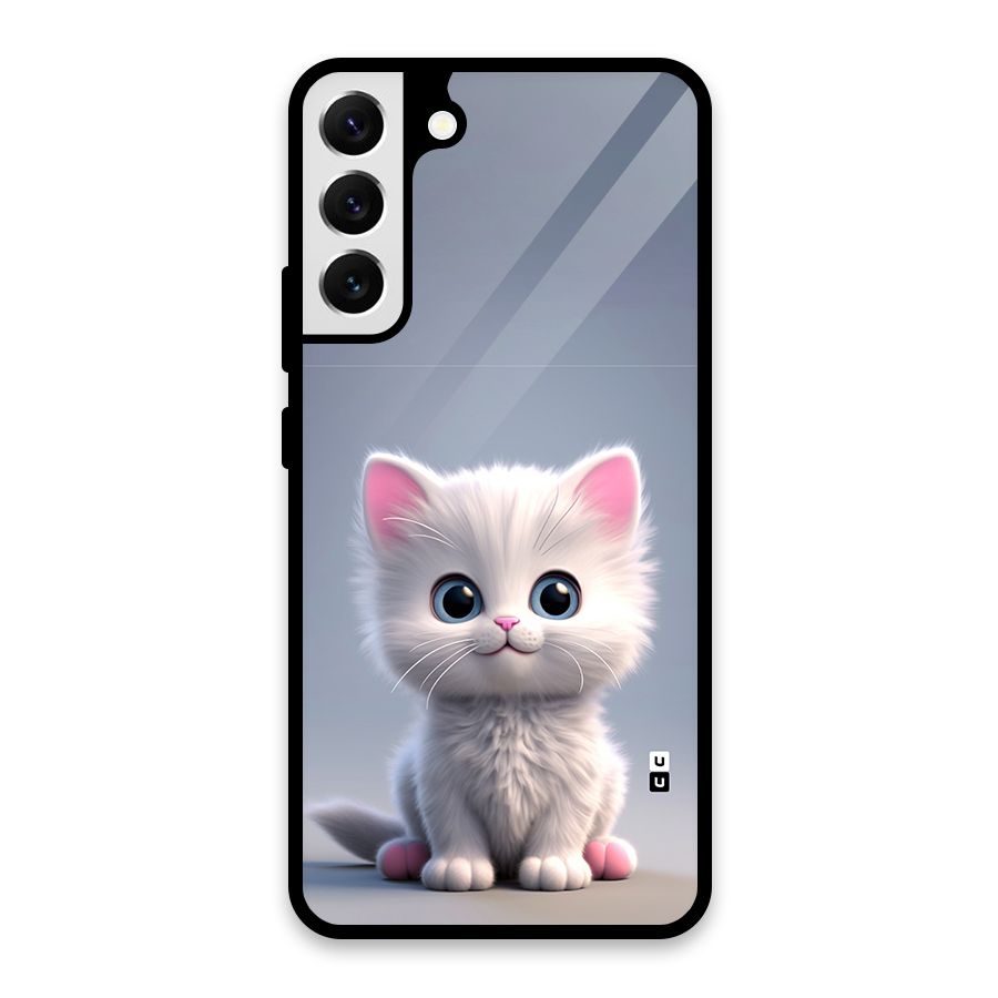 Cute Kitten Sitting Glass Back Case for Galaxy S22 Plus 5G