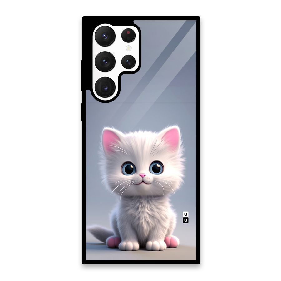 Cute Kitten Sitting Glass Back Case for Galaxy S22 Ultra 5G