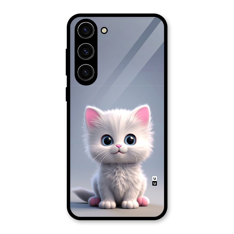 Cute Kitten Sitting Glass Back Case for Galaxy S23 Plus