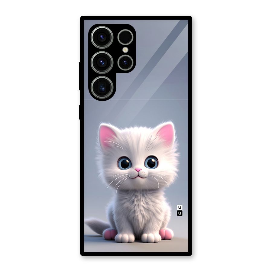Cute Kitten Sitting Glass Back Case for Galaxy S23 Ultra