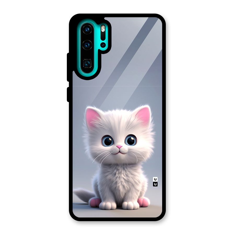 Cute Kitten Sitting Glass Back Case for Huawei P30 Pro