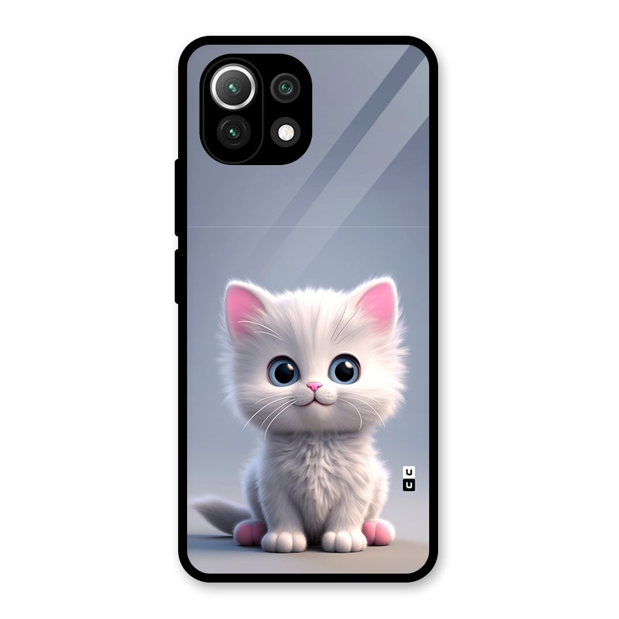 Cute Kitten Sitting Glass Back Case for Mi 11 Lite