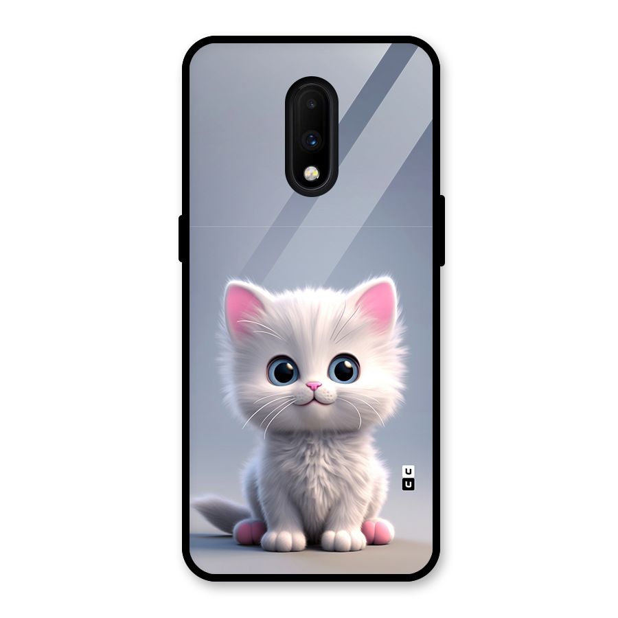 Cute Kitten Sitting Glass Back Case for OnePlus 7