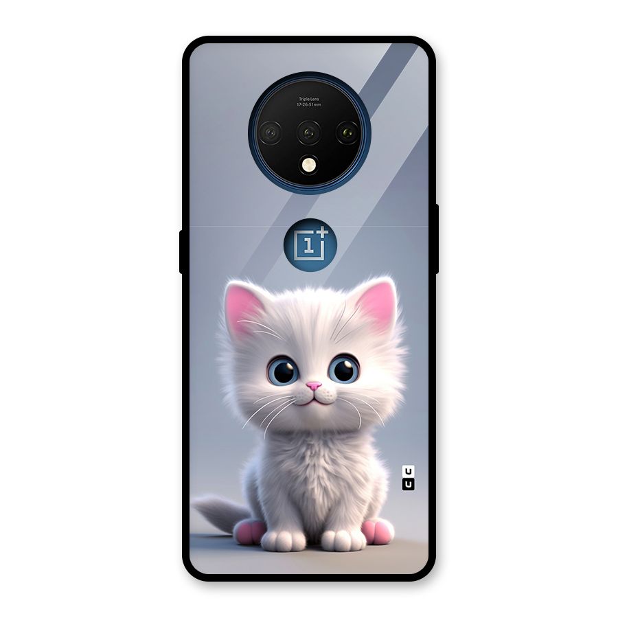 Cute Kitten Sitting Glass Back Case for OnePlus 7T