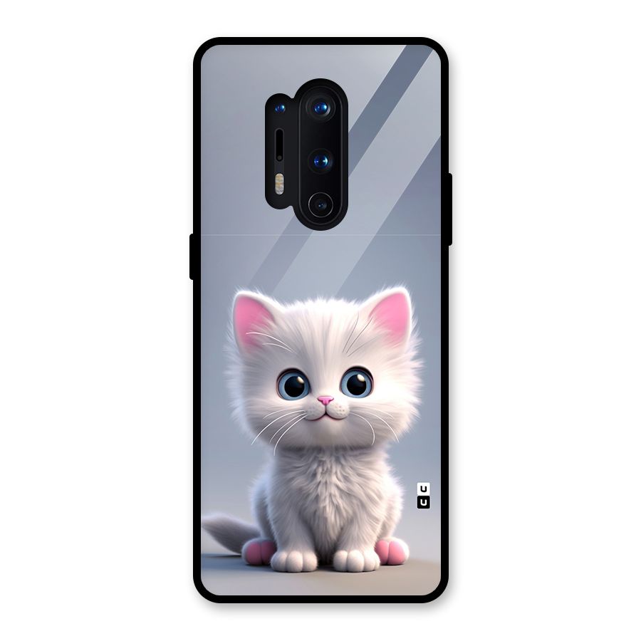 Cute Kitten Sitting Glass Back Case for OnePlus 8 Pro