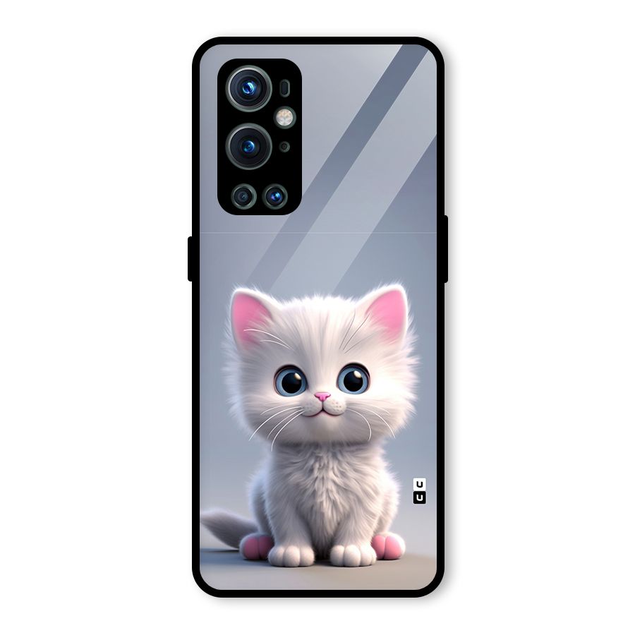 Cute Kitten Sitting Glass Back Case for OnePlus 9 Pro