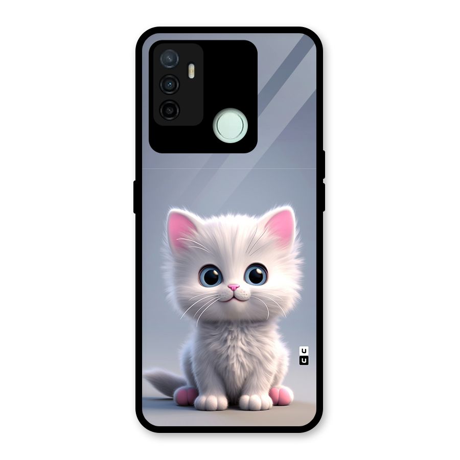 Cute Kitten Sitting Glass Back Case for Oppo A53