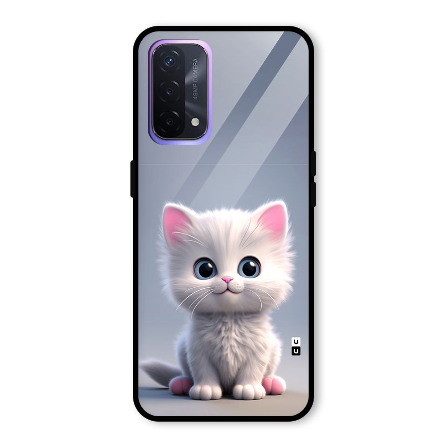 Cute Kitten Sitting Glass Back Case for Oppo A74 5G