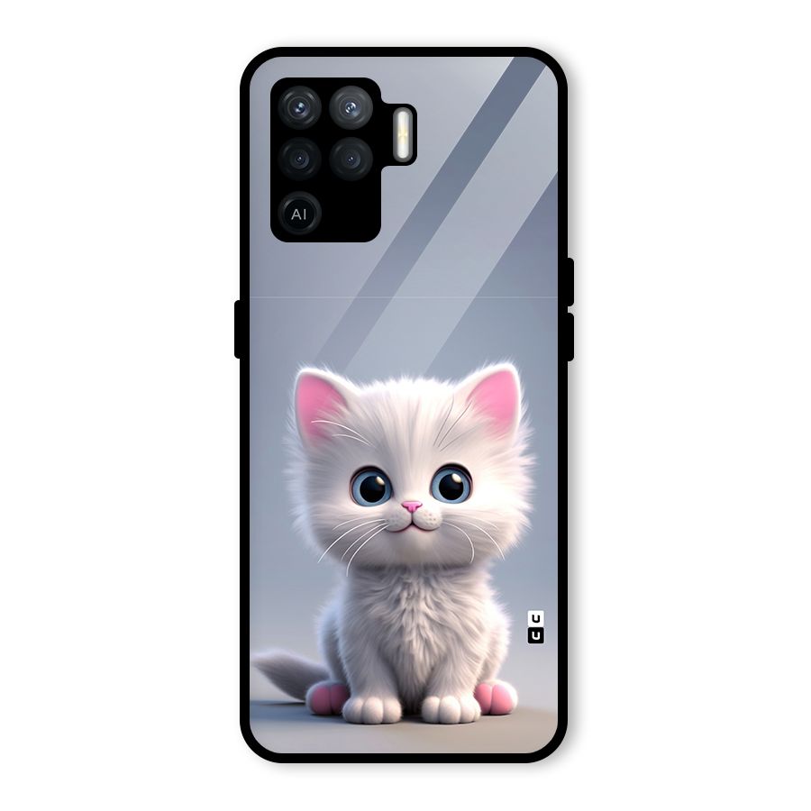 Cute Kitten Sitting Glass Back Case for Oppo F19 Pro