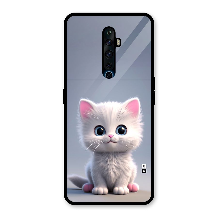 Cute Kitten Sitting Glass Back Case for Oppo Reno2 F