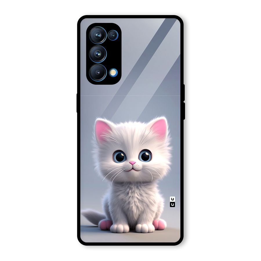 Cute Kitten Sitting Glass Back Case for Oppo Reno5 Pro 5G