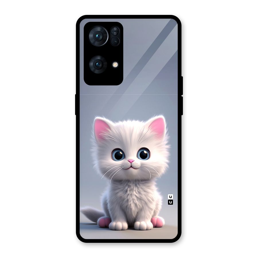 Cute Kitten Sitting Glass Back Case for Oppo Reno7 Pro 5G