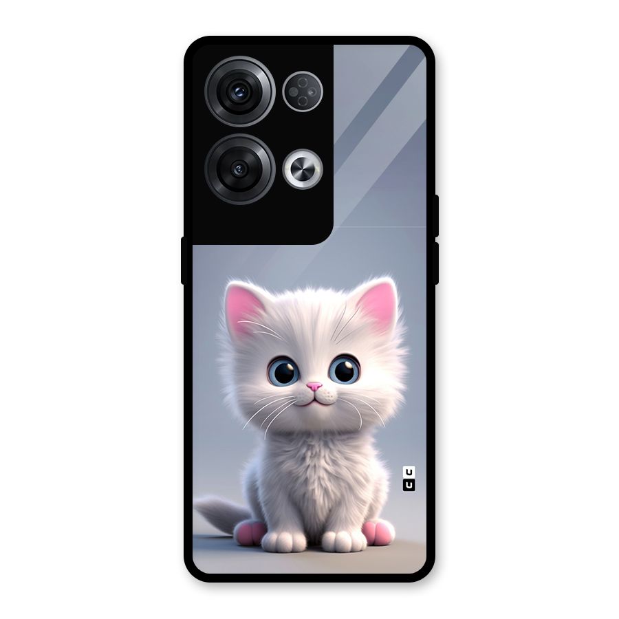 Cute Kitten Sitting Glass Back Case for Oppo Reno8 Pro 5G