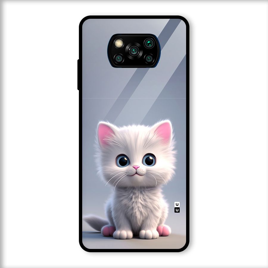 Cute Kitten Sitting Glass Back Case for Poco X3