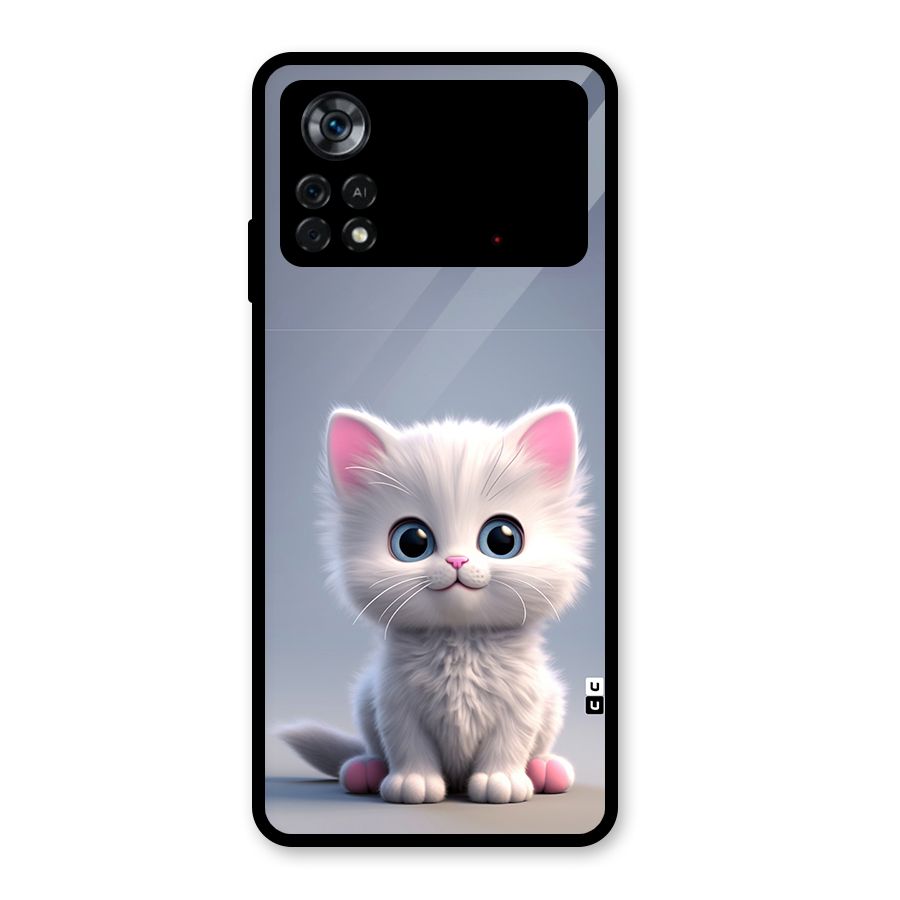 Cute Kitten Sitting Glass Back Case for Poco X4 Pro 5G