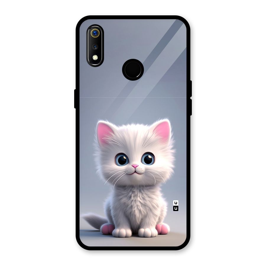 Cute Kitten Sitting Glass Back Case for Realme 3i