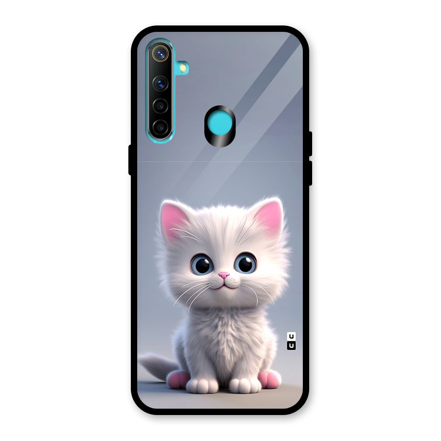 Cute Kitten Sitting Glass Back Case for Realme 5i