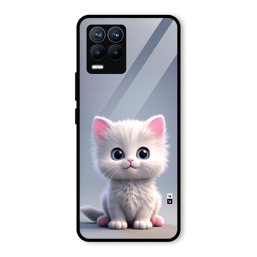 Cute Kitten Sitting Glass Back Case for Realme 8