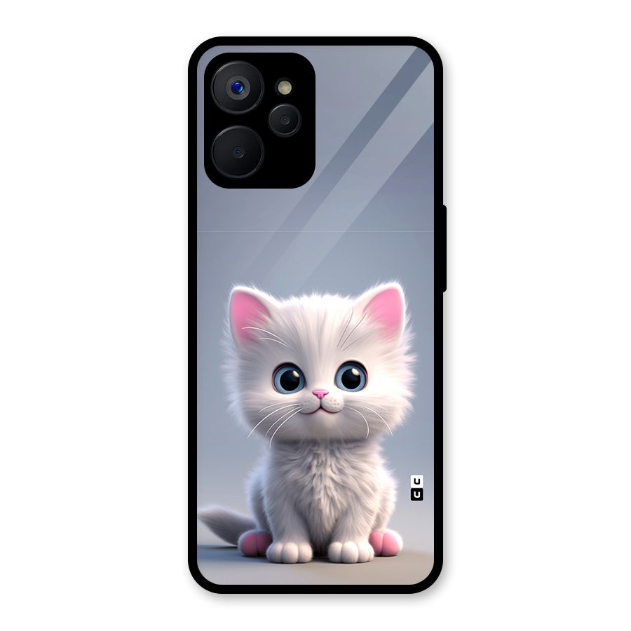 Cute Kitten Sitting Glass Back Case for Realme 9i 5G