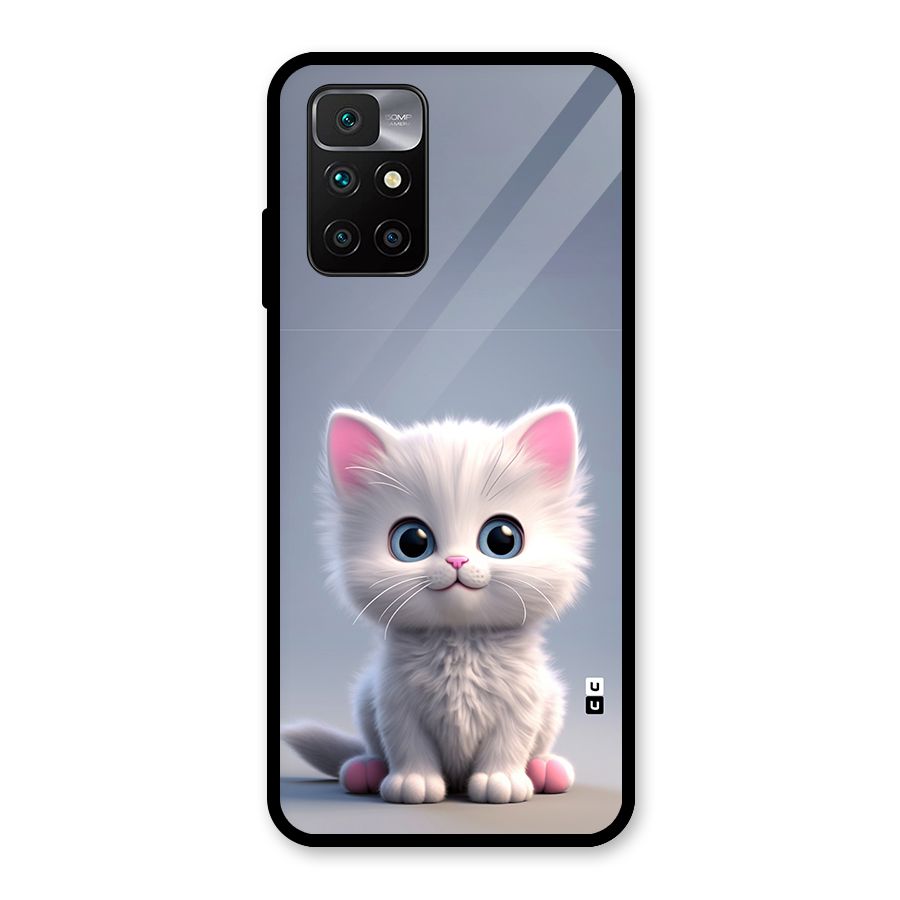 Cute Kitten Sitting Glass Back Case for Redmi 10 Prime