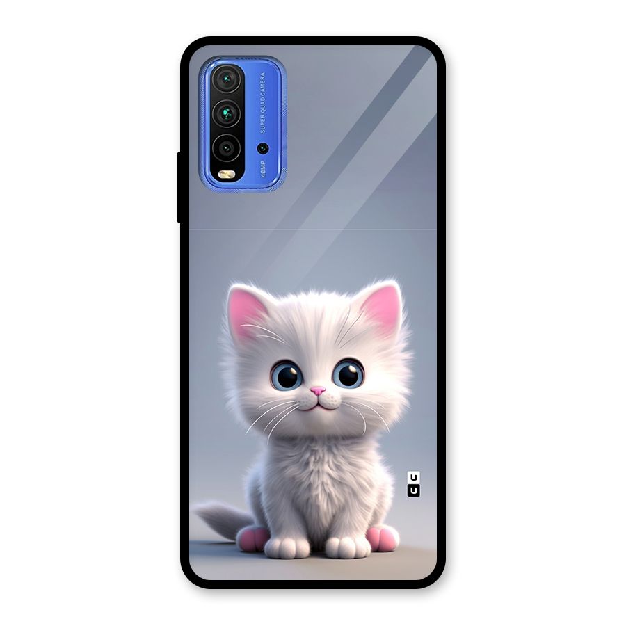 Cute Kitten Sitting Glass Back Case for Redmi 9 Power