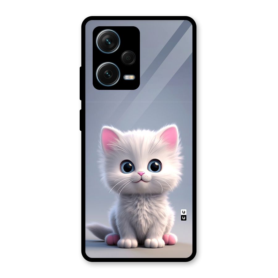 Cute Kitten Sitting Glass Back Case for Redmi Note 12 Pro Plus 5G