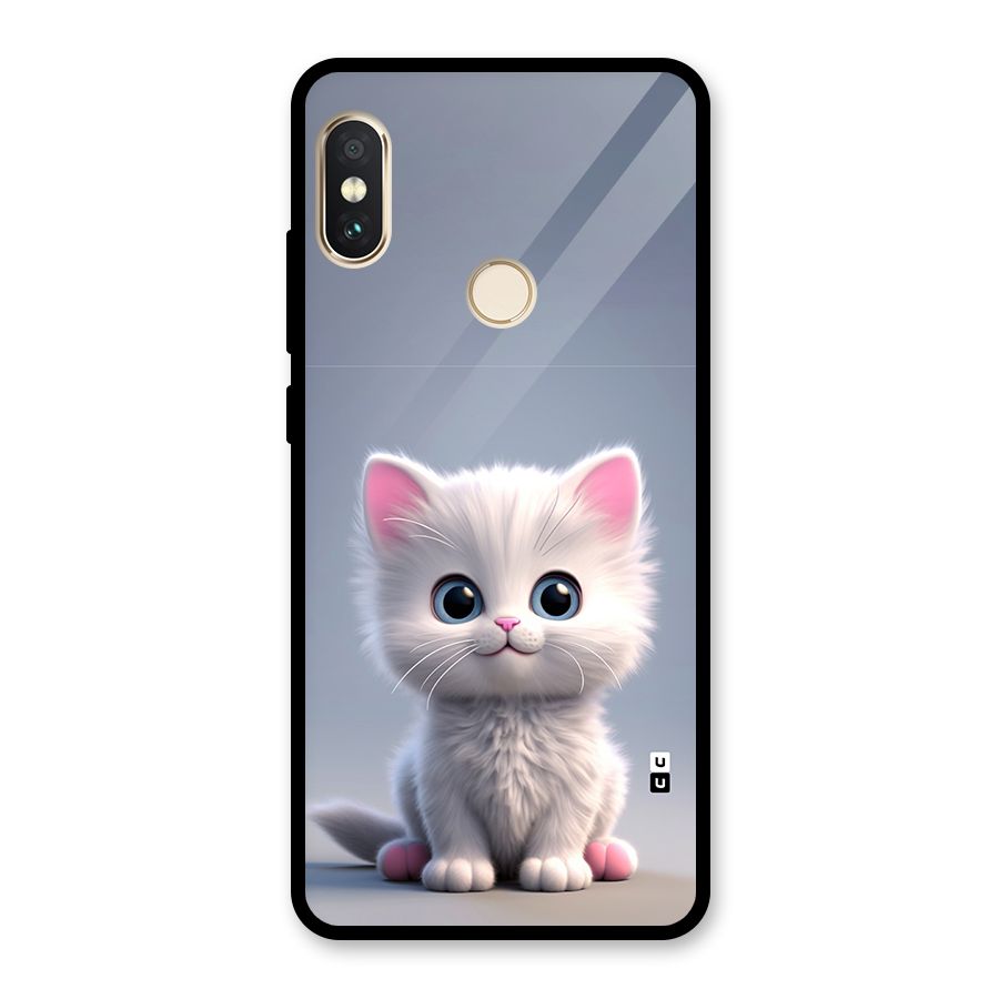 Cute Kitten Sitting Glass Back Case for Redmi Note 5 Pro