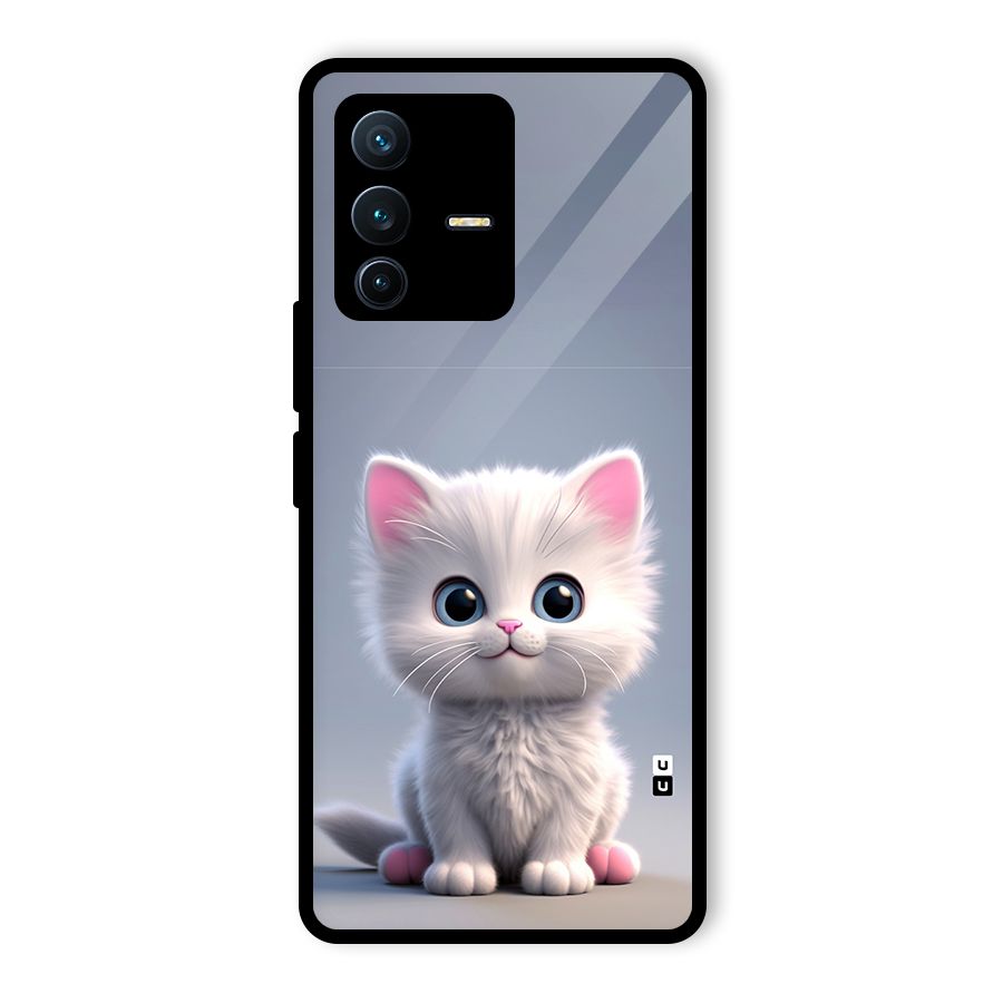 Cute Kitten Sitting Glass Back Case for Vivo V23 Pro
