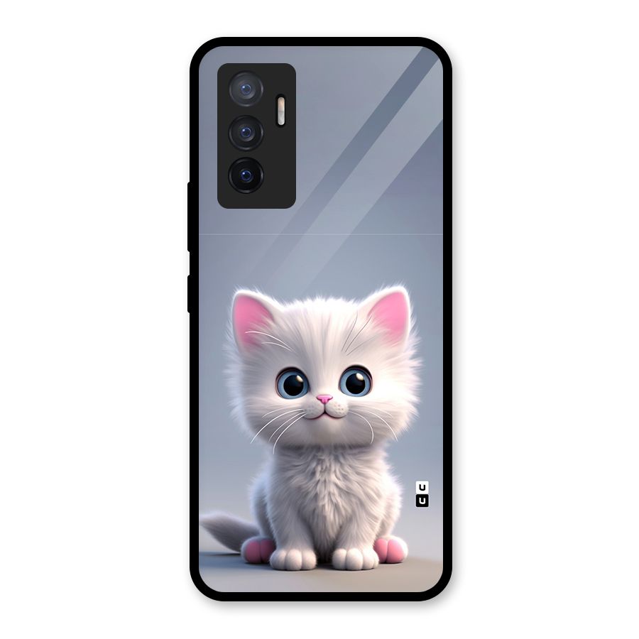 Cute Kitten Sitting Glass Back Case for Vivo V23e