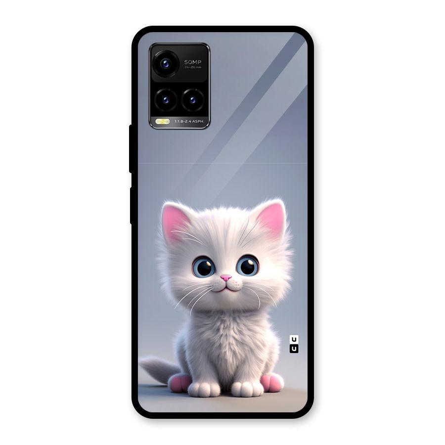 Cute Kitten Sitting Glass Back Case for Vivo Y21A