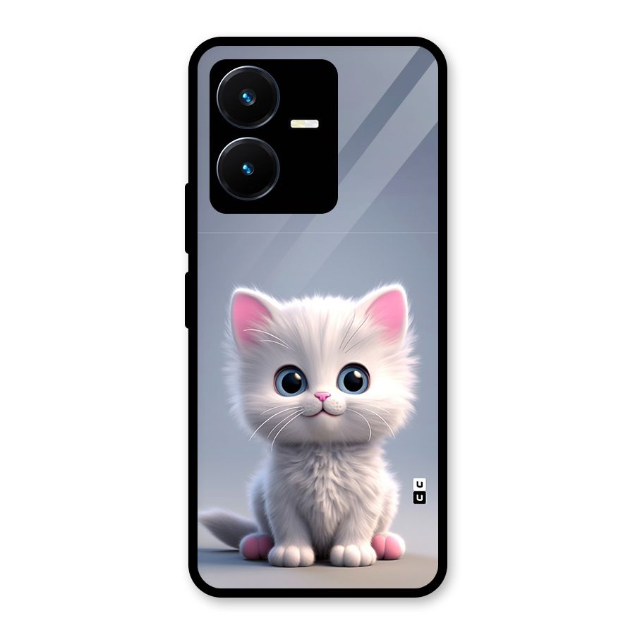 Cute Kitten Sitting Glass Back Case for Vivo Y22