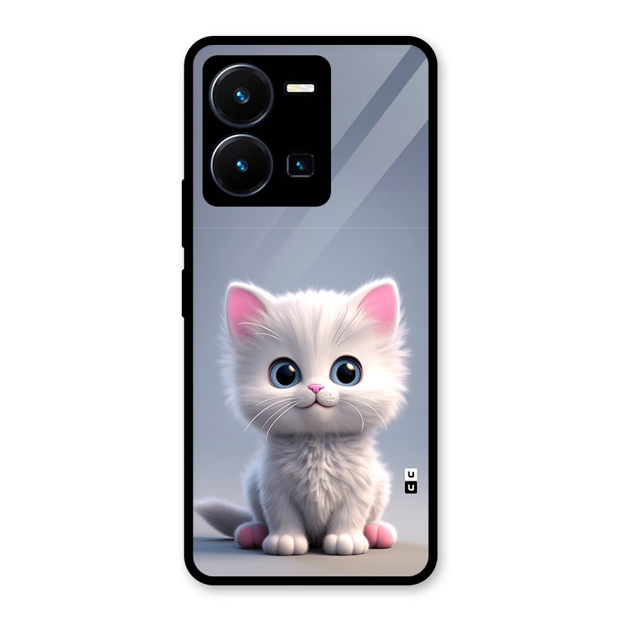 Cute Kitten Sitting Glass Back Case for Vivo Y35