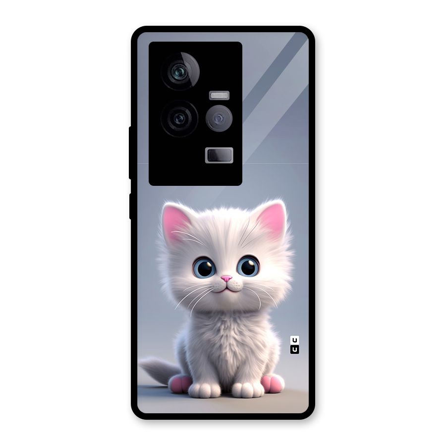 Cute Kitten Sitting Glass Back Case for Vivo iQOO 11 5G