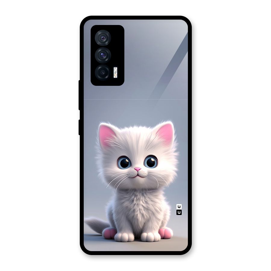 Cute Kitten Sitting Glass Back Case for Vivo iQOO 7 5G