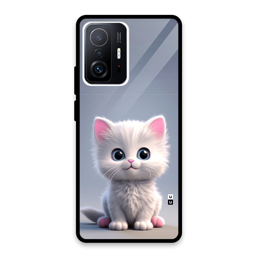 Cute Kitten Sitting Glass Back Case for Xiaomi 11T Pro